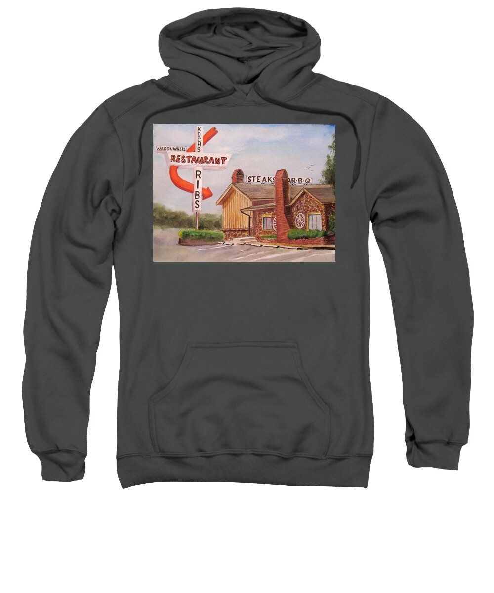 Restaurant Sweatshirt featuring the painting Wagon Wheel by Bobby Walters
