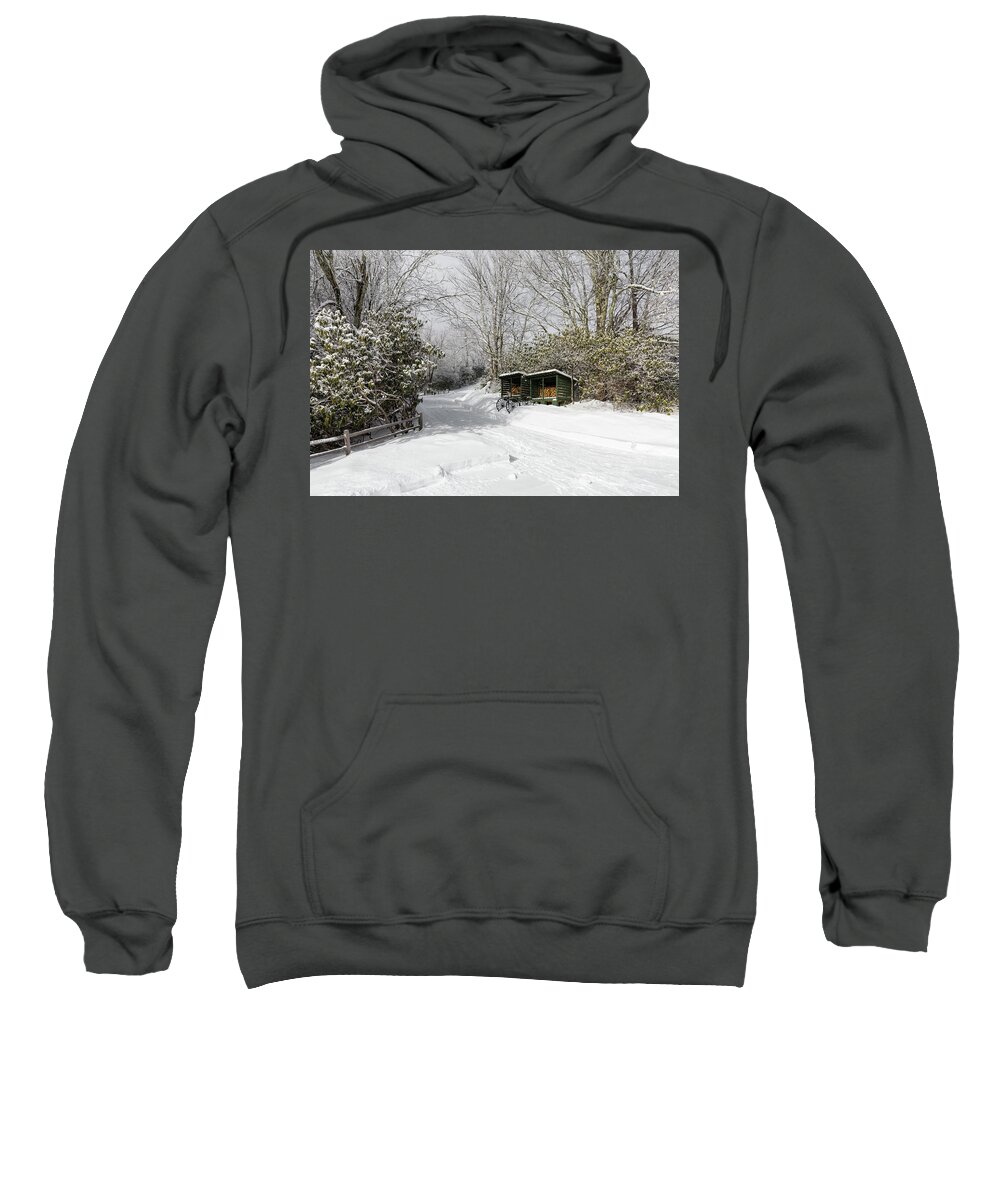 Snow Sweatshirt featuring the photograph Wagon Wheels and Firewood by D K Wall