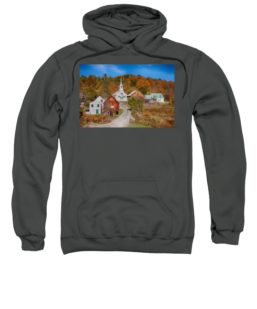 Waits River Vermont Sweatshirt featuring the photograph Waits River church in autumn by Jeff Folger