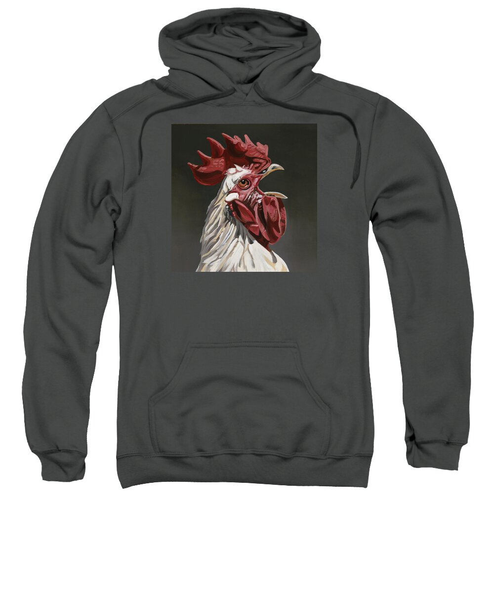 Rooster Sweatshirt featuring the painting Wake Up by Nathan Rhoads