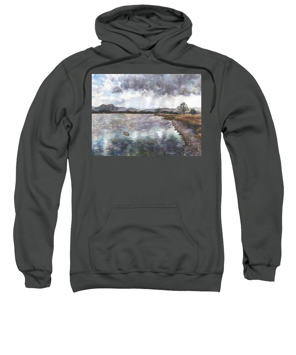 Rocky Mountain Painting Sweatshirt featuring the painting Walden Ponds on an April Evening by Anne Gifford