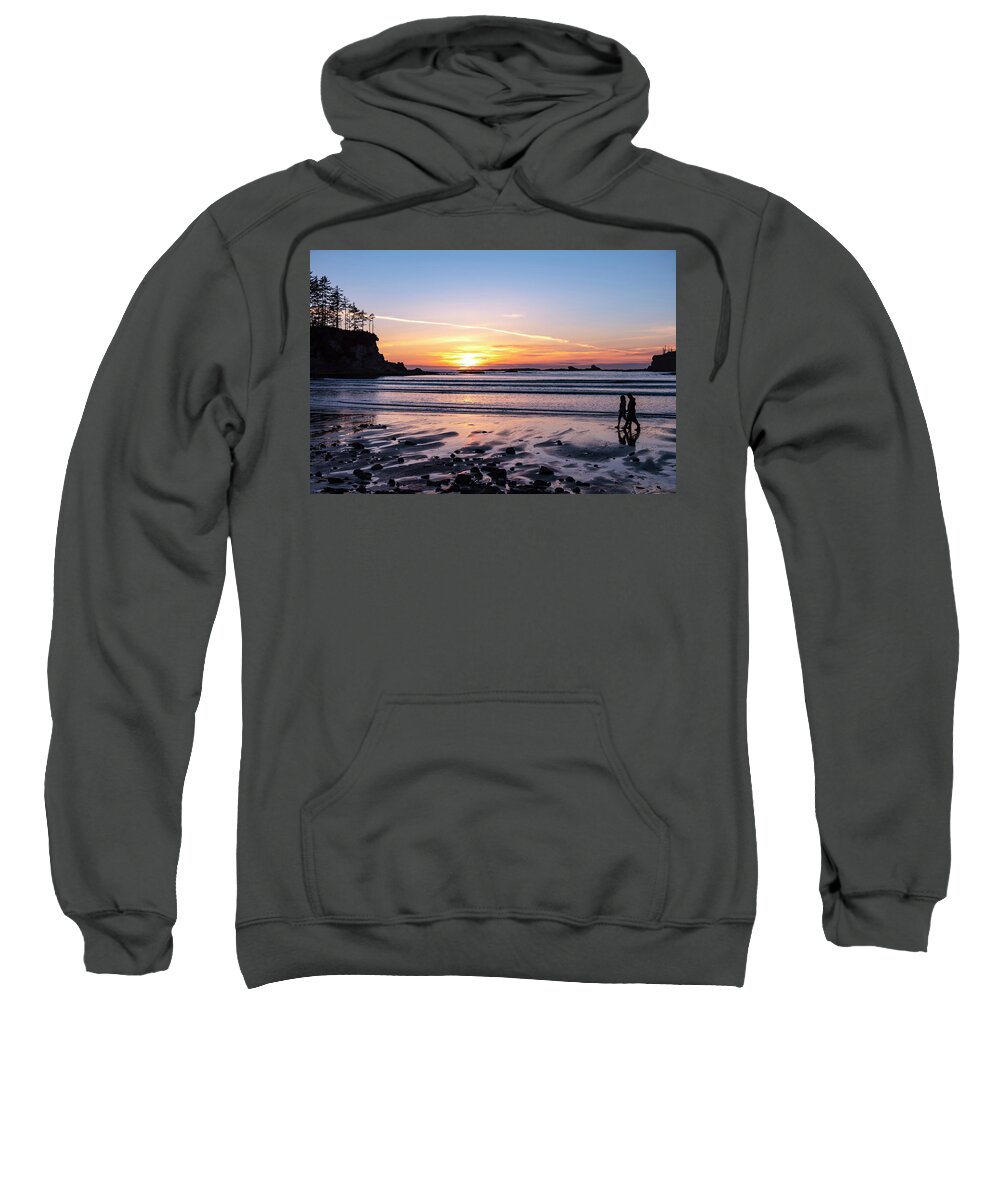 Beach Sweatshirt featuring the photograph Walking With The Light by Steven Clark