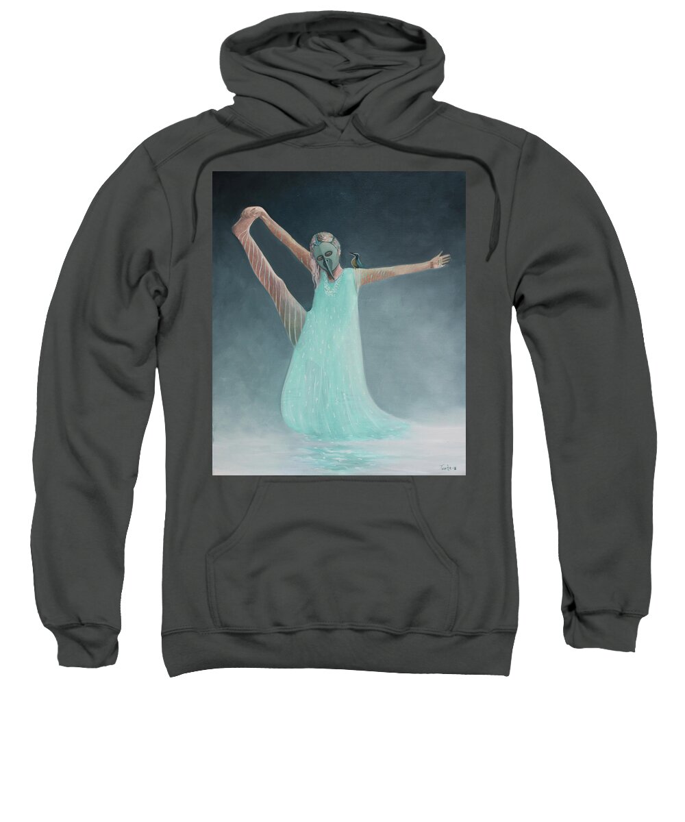 Girl Sweatshirt featuring the painting Water Ballerina by Tone Aanderaa