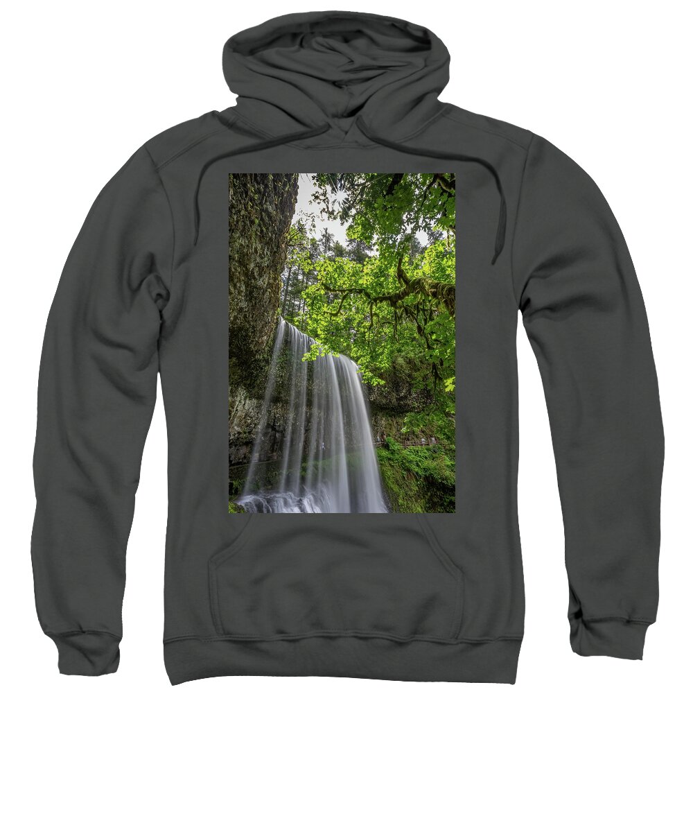 Waterfalls Sweatshirt featuring the photograph Waterfalls With Forest Tree by Philip Cho