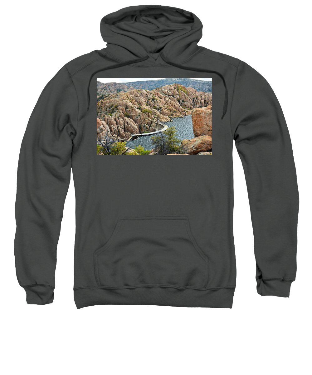 Photograph Sweatshirt featuring the photograph Watson Lake Dam by Richard Gehlbach