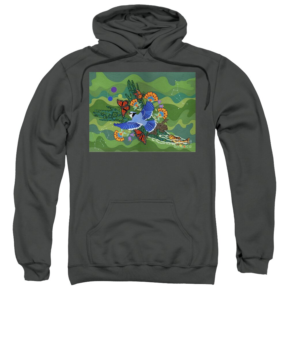 Water Sweatshirt featuring the painting We Are One by Chholing Taha