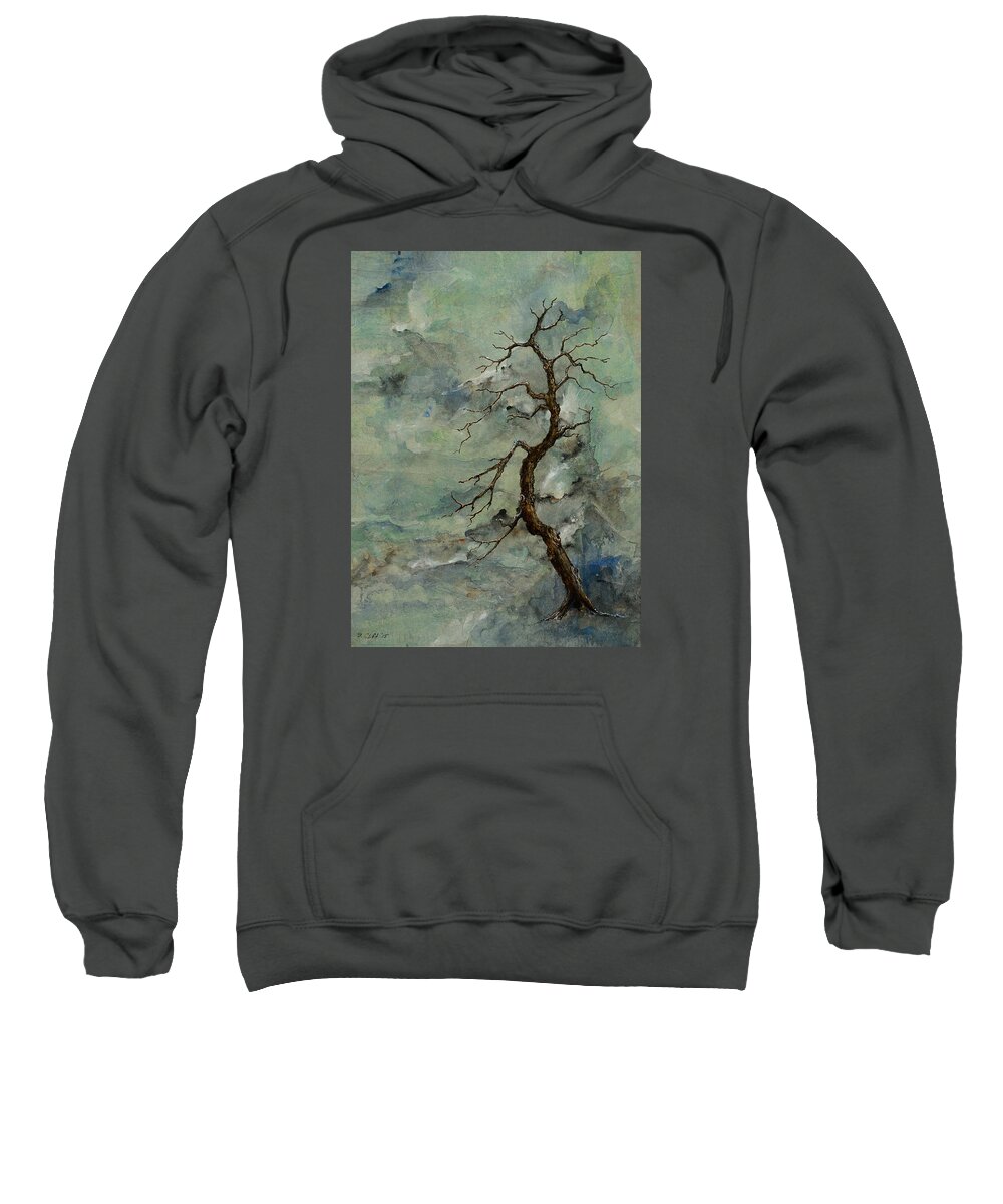 Landscape Sweatshirt featuring the painting Weathered Tree 5 by Sandy Clift