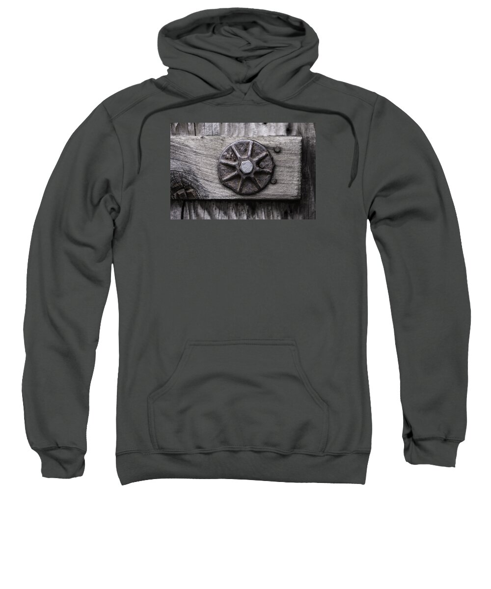 Macro Sweatshirt featuring the photograph Weathered Wood and Metal One by Kandy Hurley