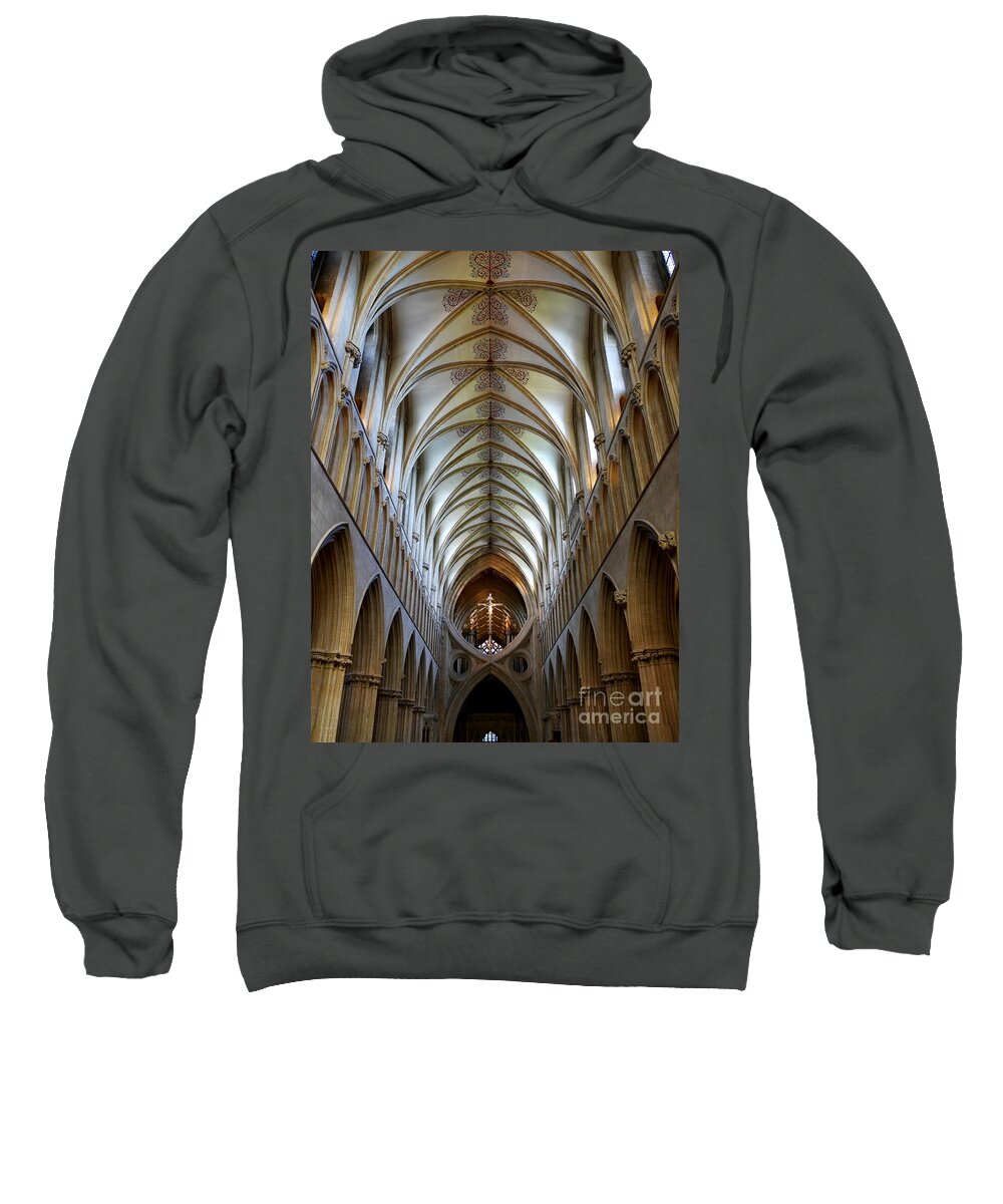 Churches Of The World Series By Lexa Harpell Sweatshirt featuring the photograph Wells Cathedral Ceiling by Lexa Harpell