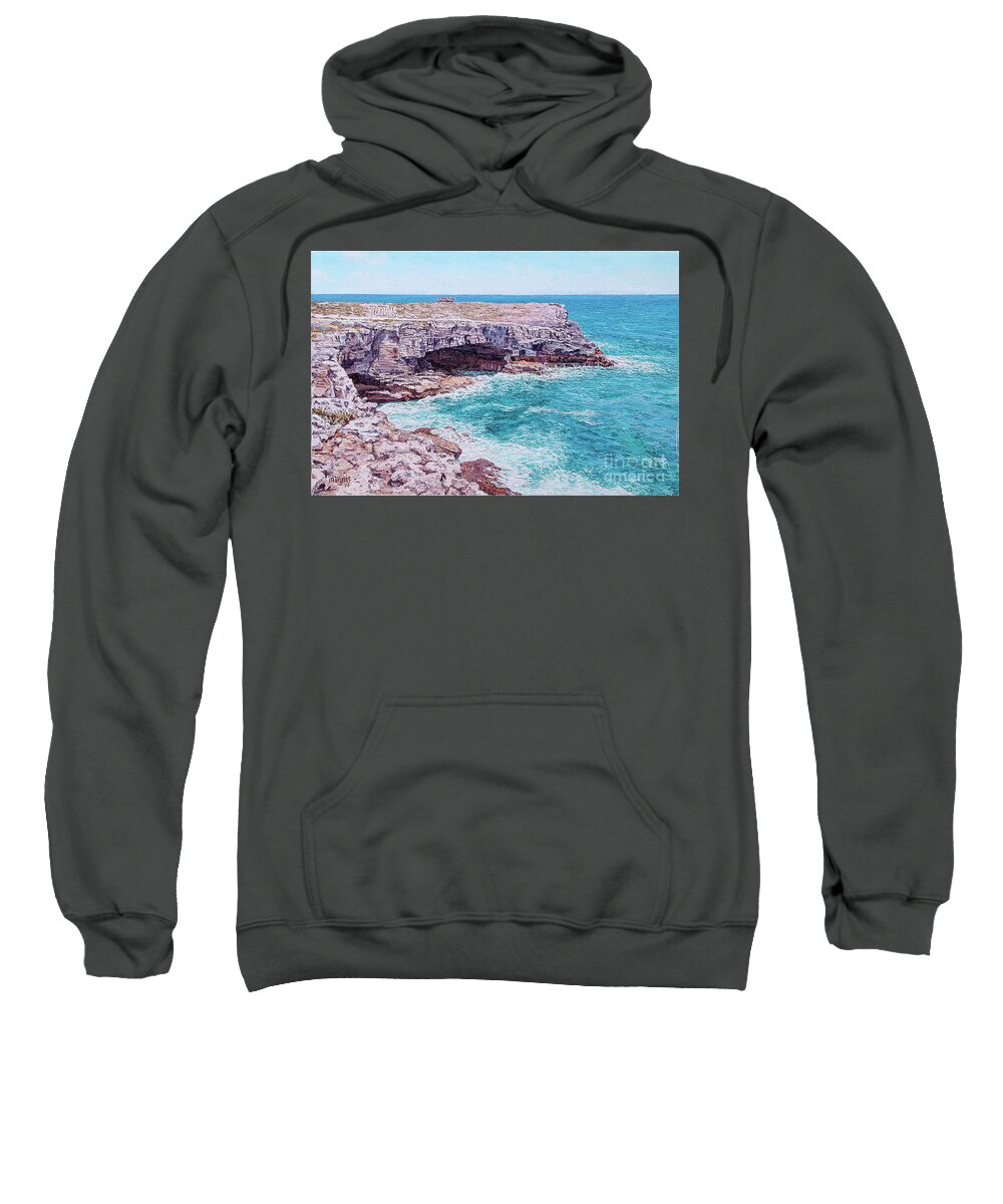 Eddie Sweatshirt featuring the painting Whale Point Cliffs by Eddie Minnis