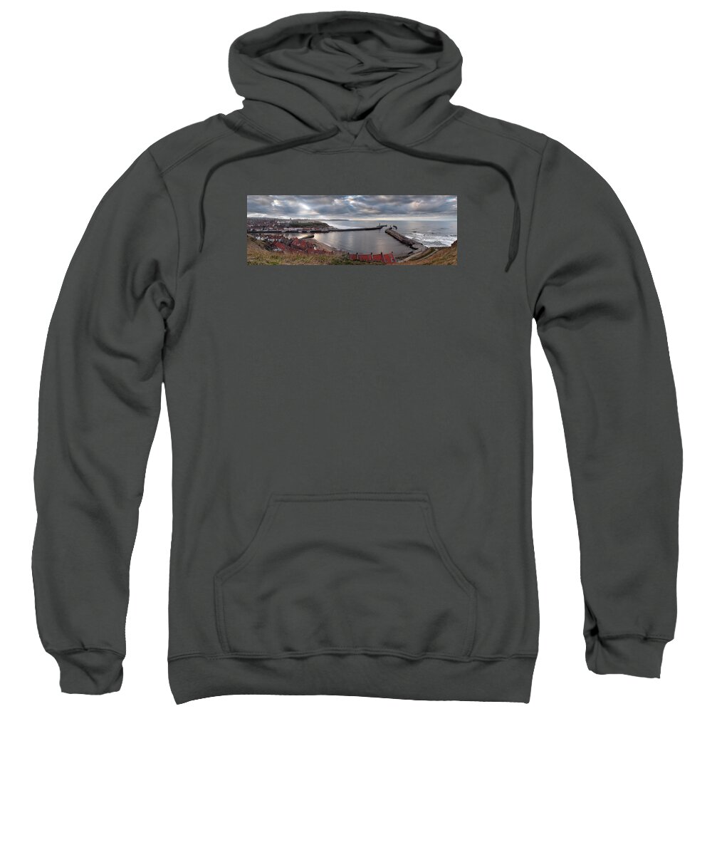 Whitby Sweatshirt featuring the photograph Whitby harbour panorama by Gary Eason
