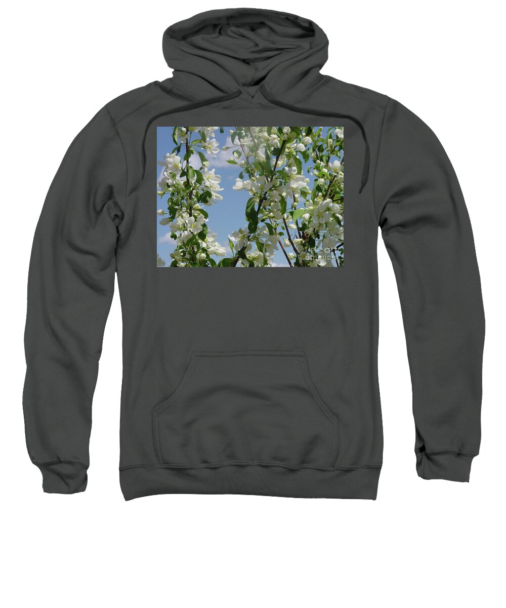 White Crabapple Blossom Sweatshirt featuring the photograph White Crabapple by Donna L Munro