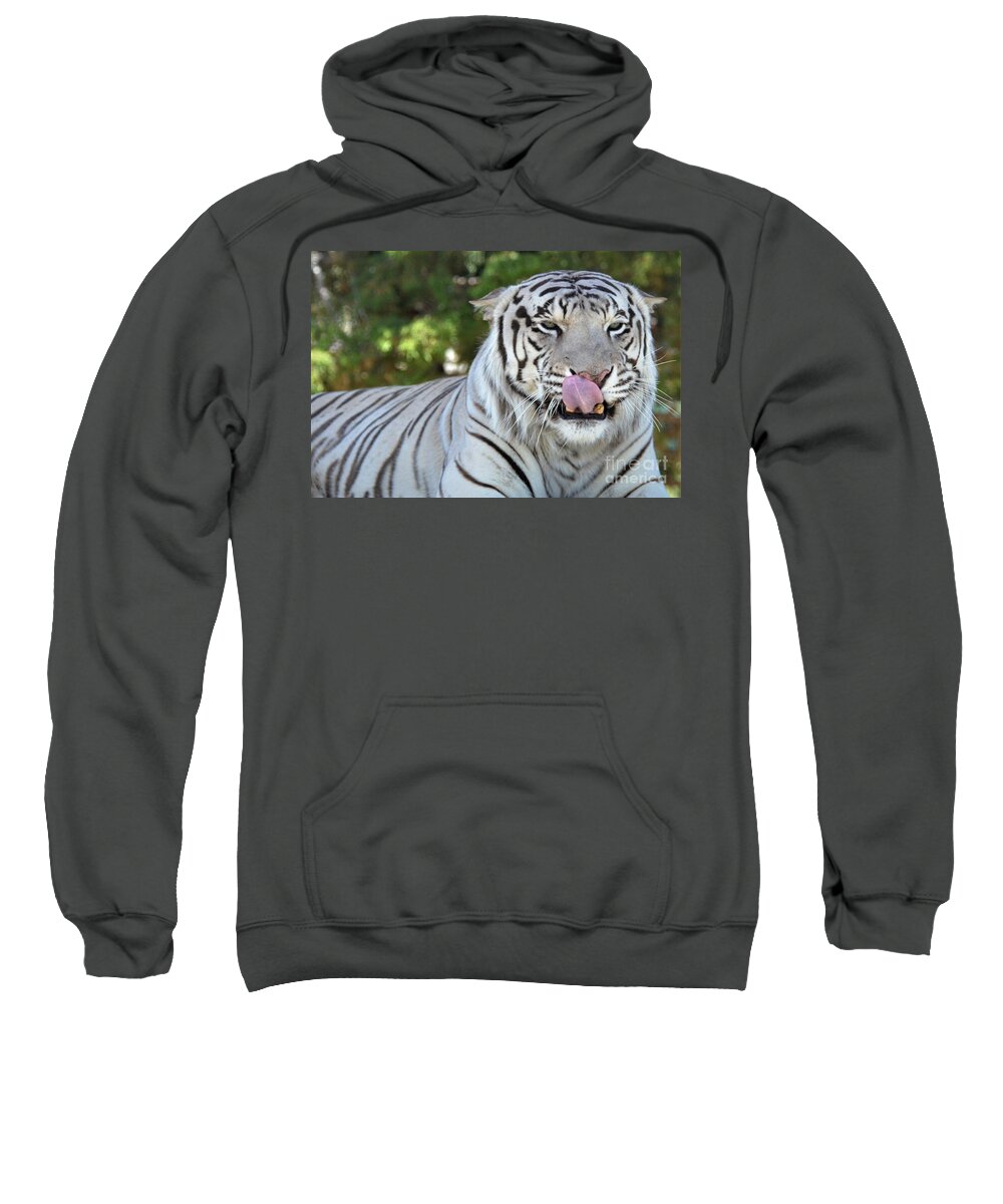 Tiger Sweatshirt featuring the photograph White Tiger by Laurianna Taylor