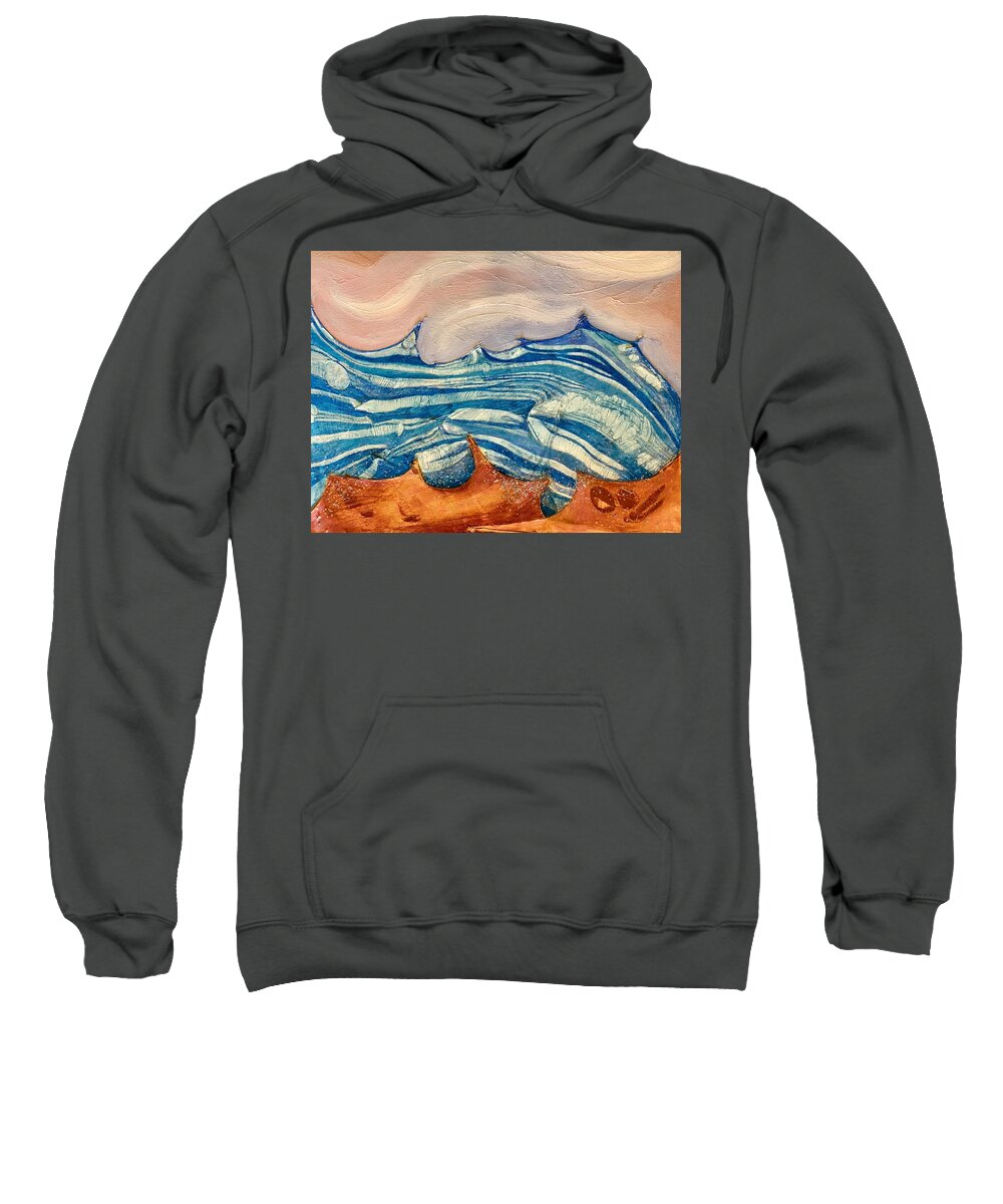 Waves Sweatshirt featuring the painting Whitecaps by Lynellen Nielsen