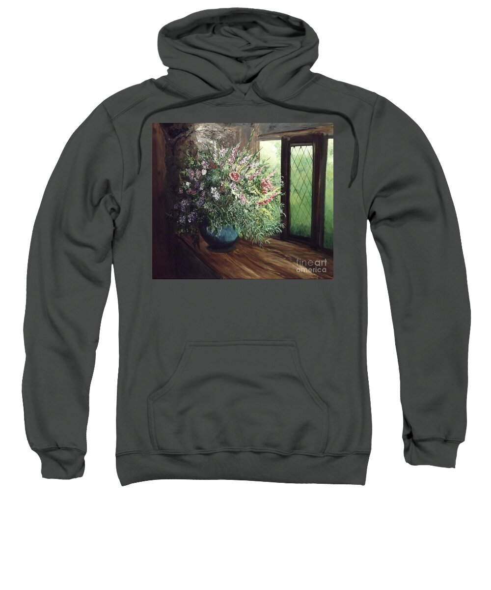 Flowers Sweatshirt featuring the painting Wild Bunch in a BayWindow by Lizzy Forrester