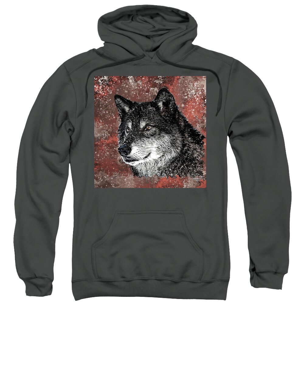 Digital Art Sweatshirt featuring the digital art Wild Dark Wolf by Artful Oasis