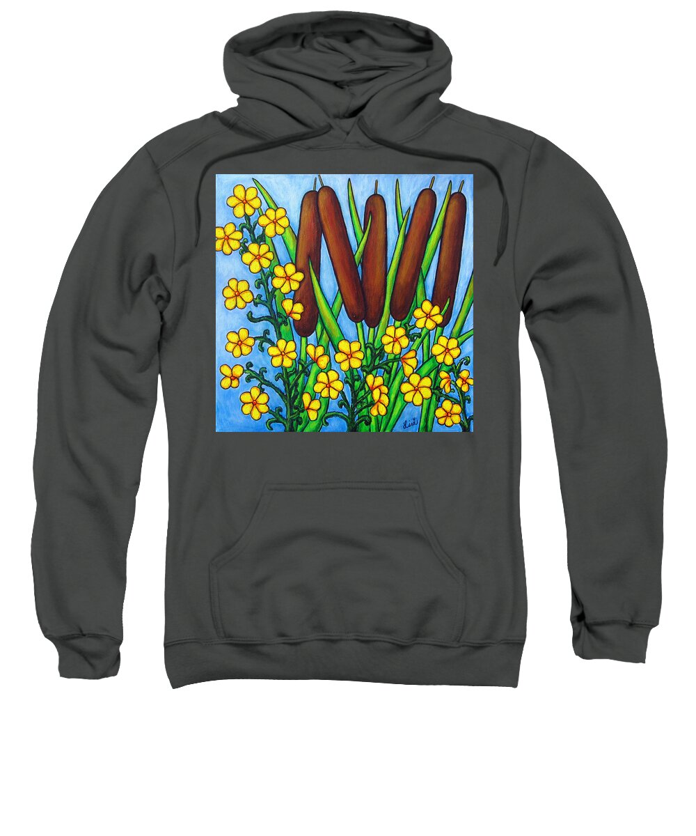 Cat Tails Sweatshirt featuring the painting Wild Medley by Lisa Lorenz