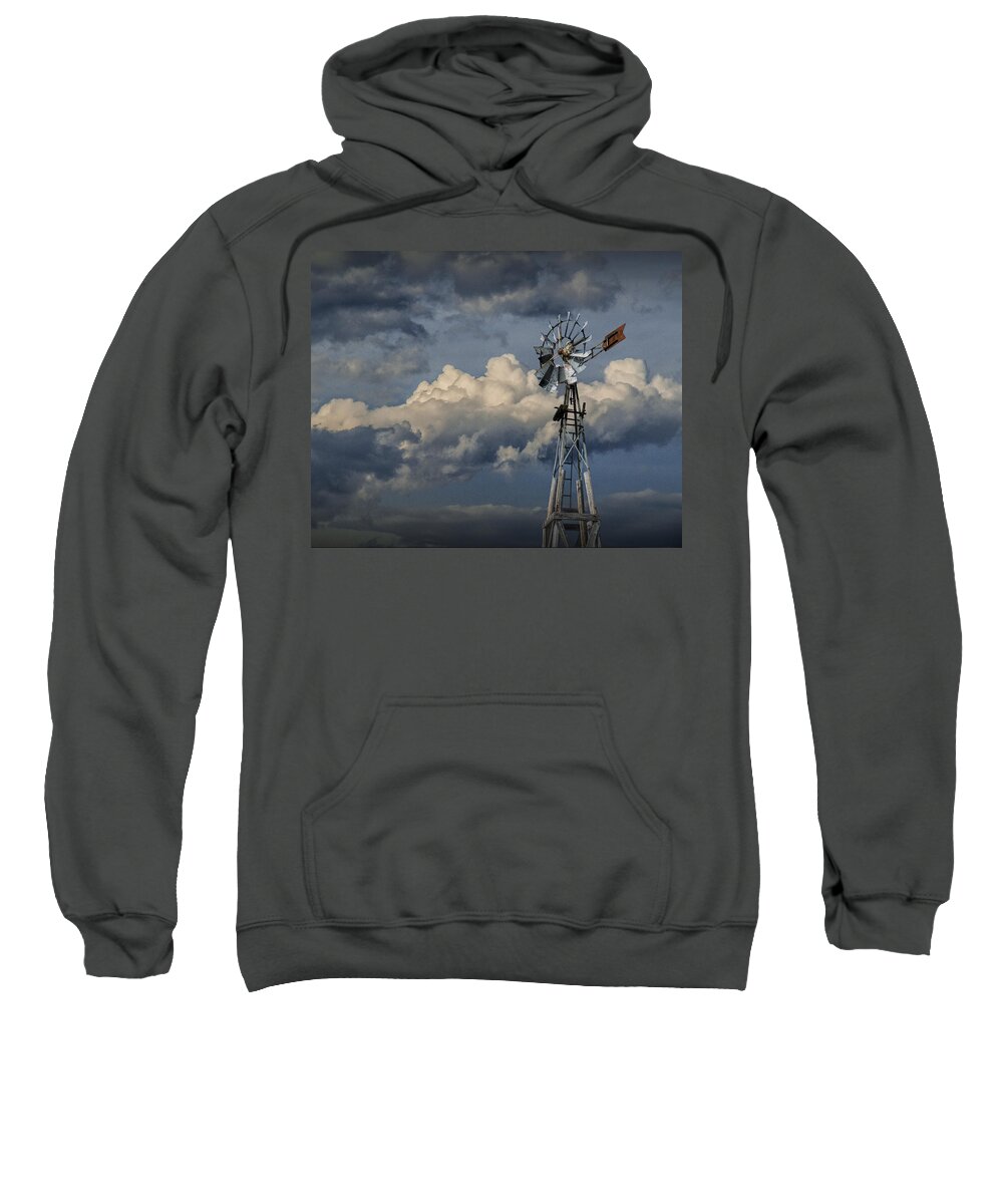 Art Sweatshirt featuring the photograph Windmill Energy on Old Prairie Farm by Randall Nyhof