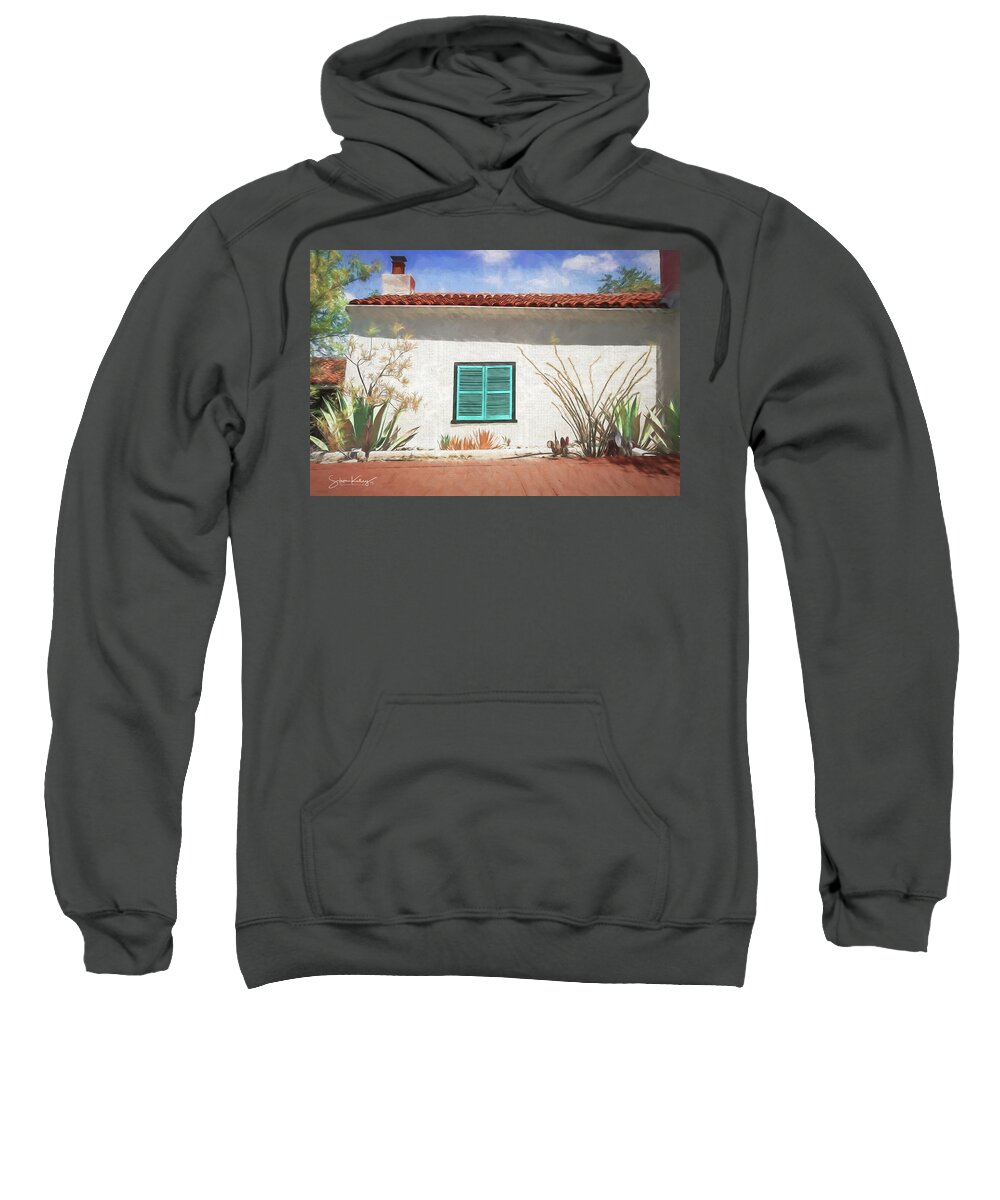 Black Cactus Sweatshirt featuring the digital art Window in Oracle by Steve Kelley