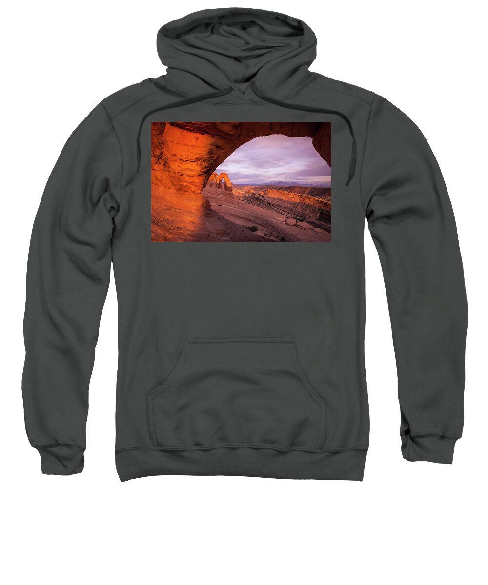 Delicate Arch Sweatshirt featuring the photograph Window to Arch by Wesley Aston