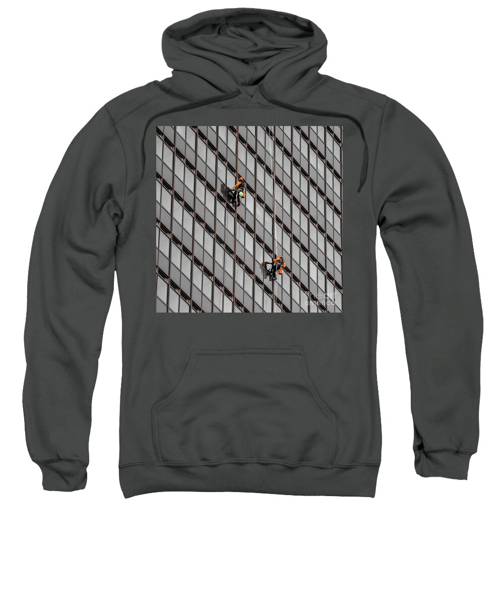 Square Sweatshirt featuring the photograph Window Washers by David Meznarich