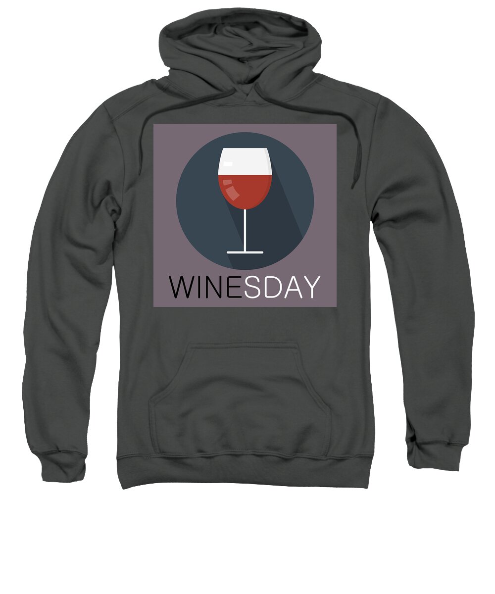 Wine Sweatshirt featuring the painting Wine Poster Print - It's Winesday by Beautify My Walls