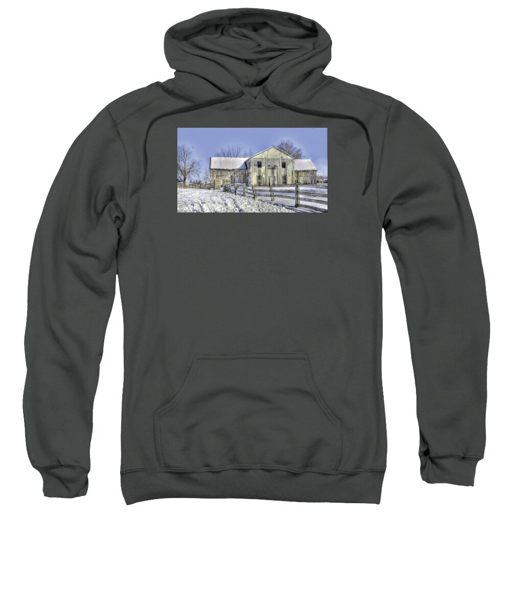 Landscape Sweatshirt featuring the photograph Winter Barn 3 by Sam Davis Johnson