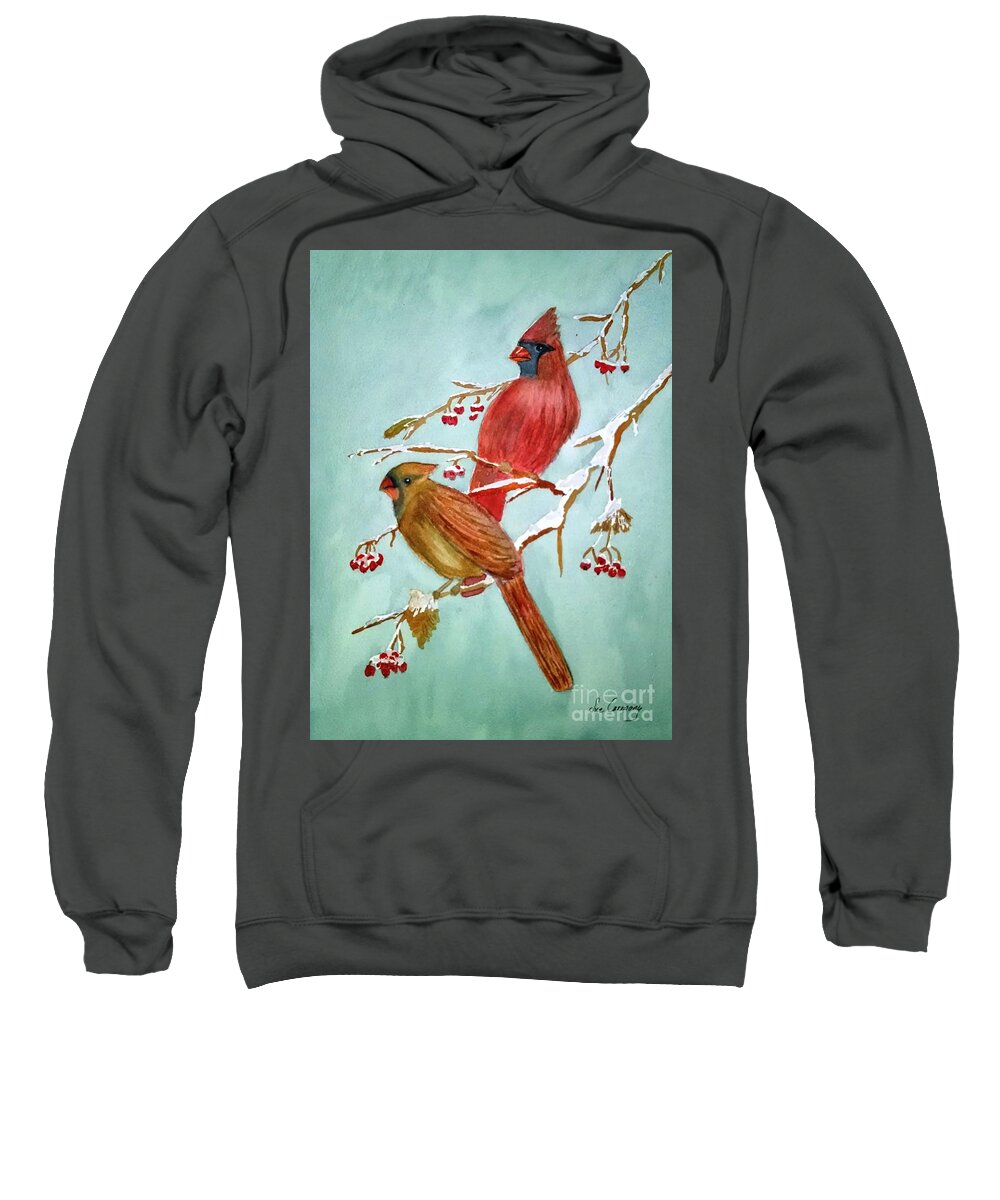 Winter Sweatshirt featuring the painting Winter Friends by Sue Carmony