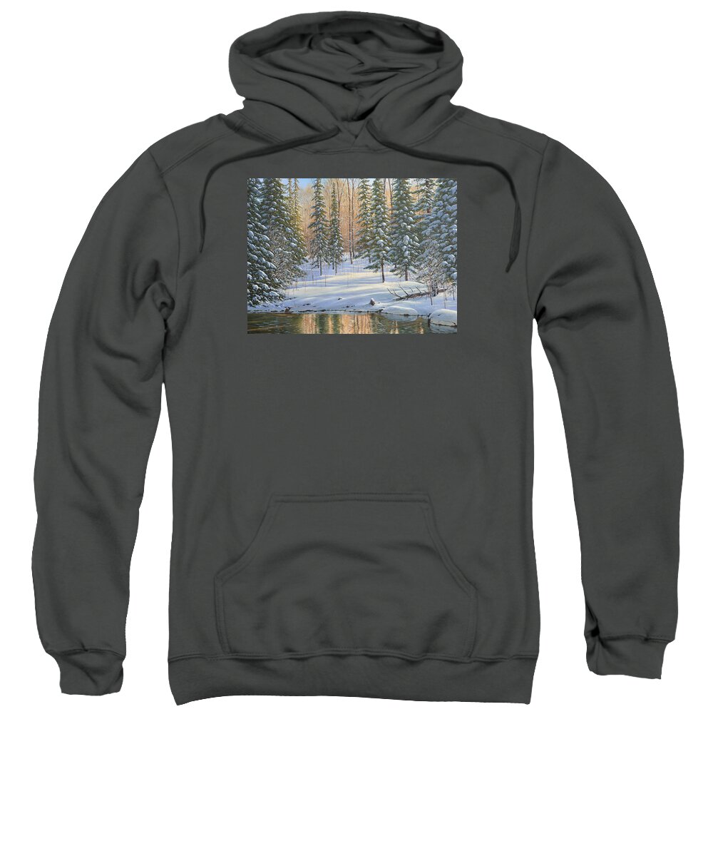 Jake Vandenbrink Sweatshirt featuring the painting Winter Reflections by Jake Vandenbrink