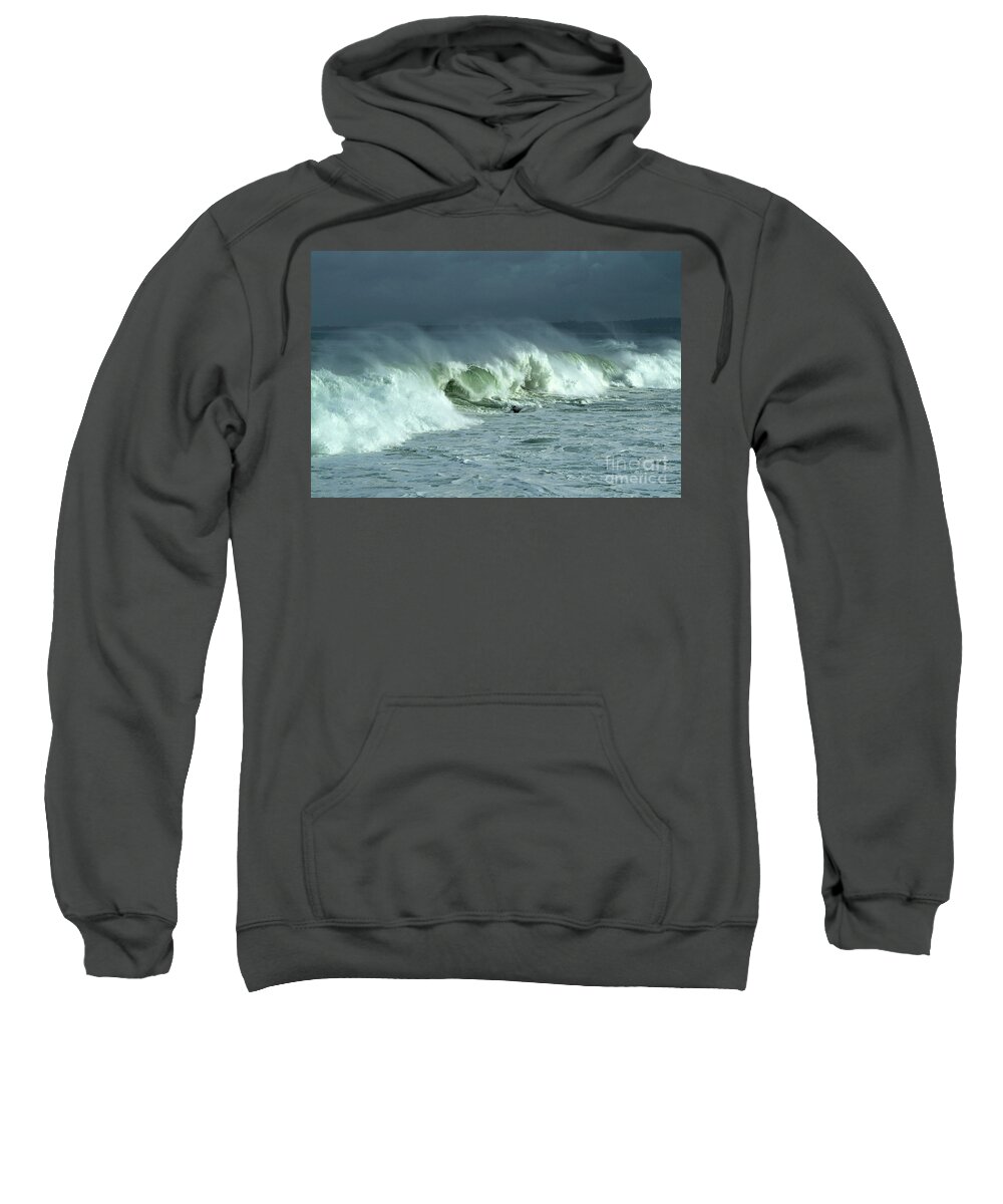 Monterey Sweatshirt featuring the photograph Winter Surf on Monterey Bay by Charlene Mitchell