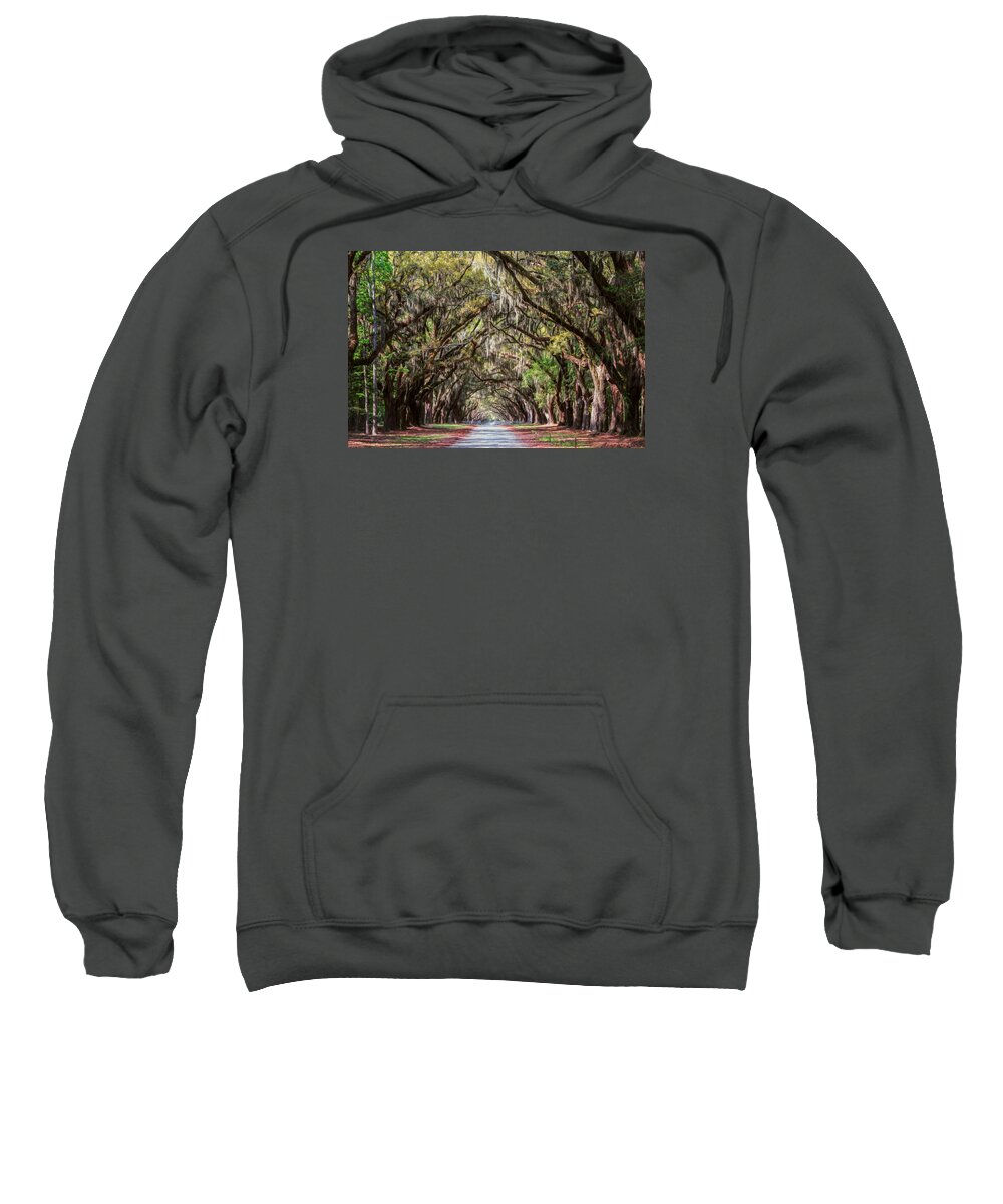 Savannah Sweatshirt featuring the photograph Wormsloe Plantation Oaks by Joan Carroll