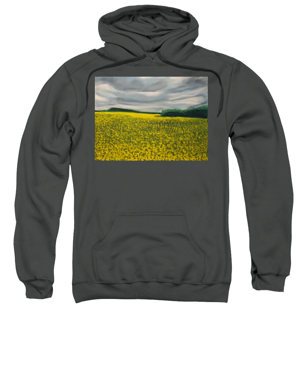 Wychnor Sweatshirt featuring the painting Wychnor Fields by Dave Griffiths
