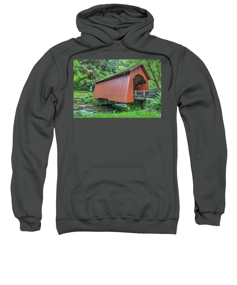 Oregon Sweatshirt featuring the photograph Yachats Covered Bridge by Harold Rau