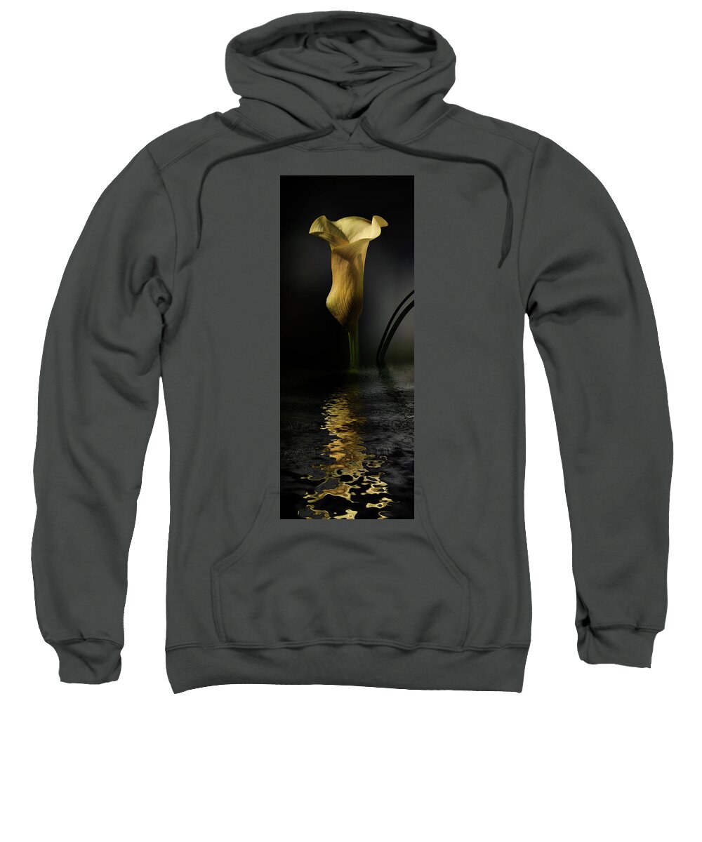 Calla Lily Sweatshirt featuring the digital art Yellow and Gray by JGracey Stinson