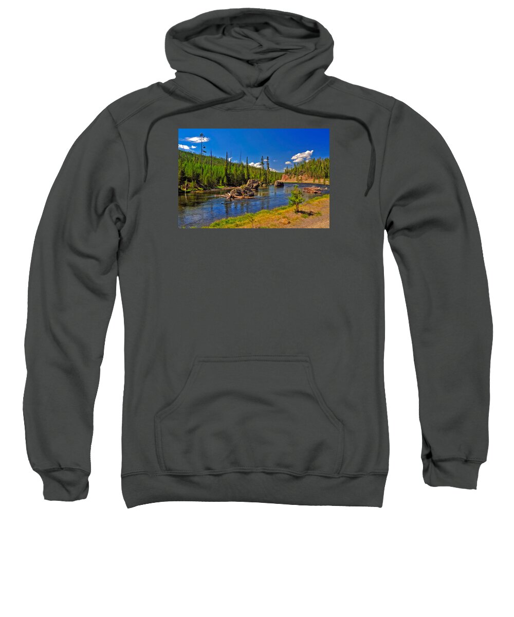 Yellowstone Sweatshirt featuring the photograph Yellowstone River by Ginger Wakem