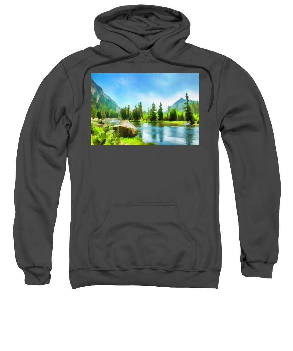 Yellowstone River Sweatshirt featuring the photograph Yellowstone River by Lorraine Baum