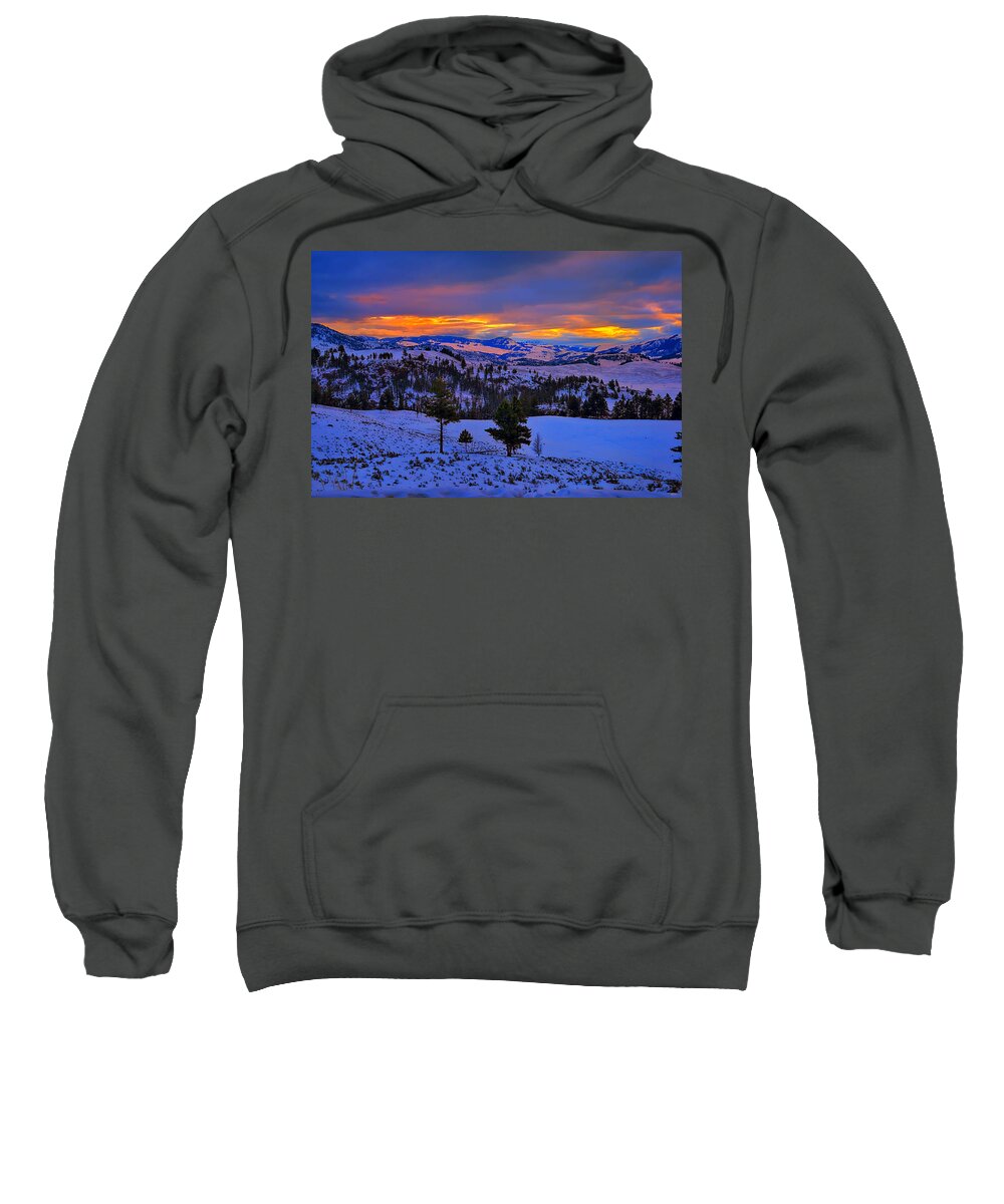 Yellowstone Sweatshirt featuring the photograph Yellowstone Winter Morning by Greg Norrell