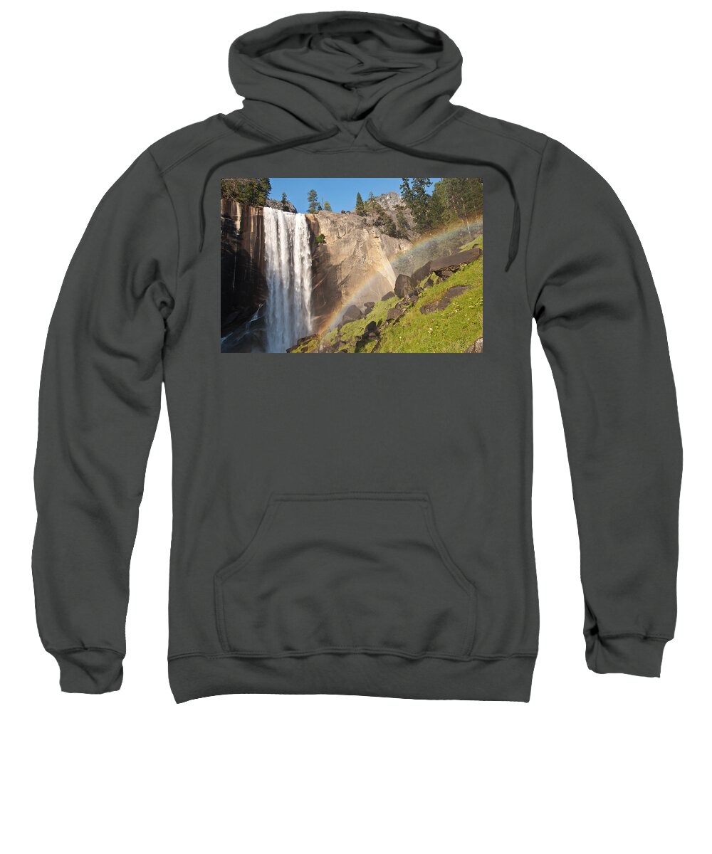 Yosemite National Park Sweatshirt featuring the photograph Yosemite Mist Trail Rainbow by Shane Kelly