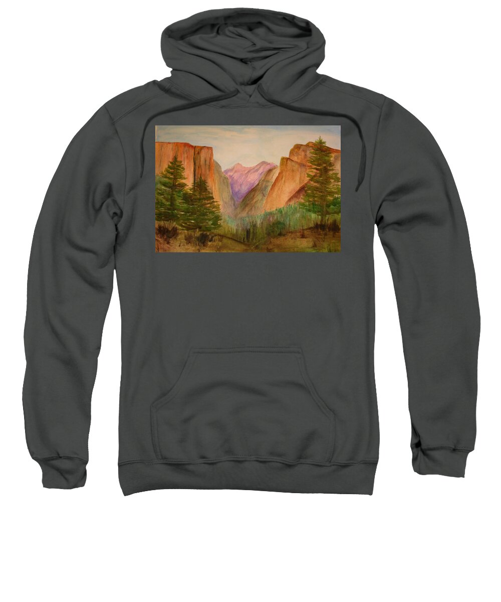Landscape Sweatshirt featuring the painting Yosemite Valley by Julie Lueders 