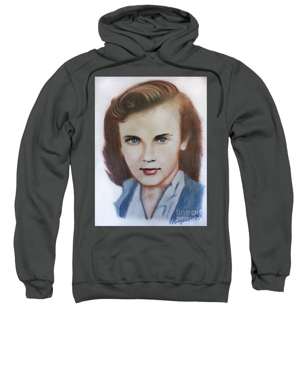 Female Sweatshirt featuring the drawing Young Elizabeth by Cassy Allsworth