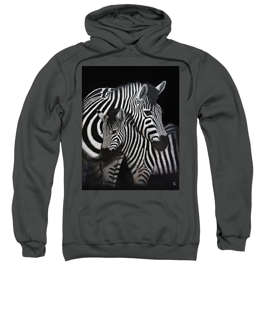Zebras Sweatshirt featuring the painting Zebras by Angie Cockle
