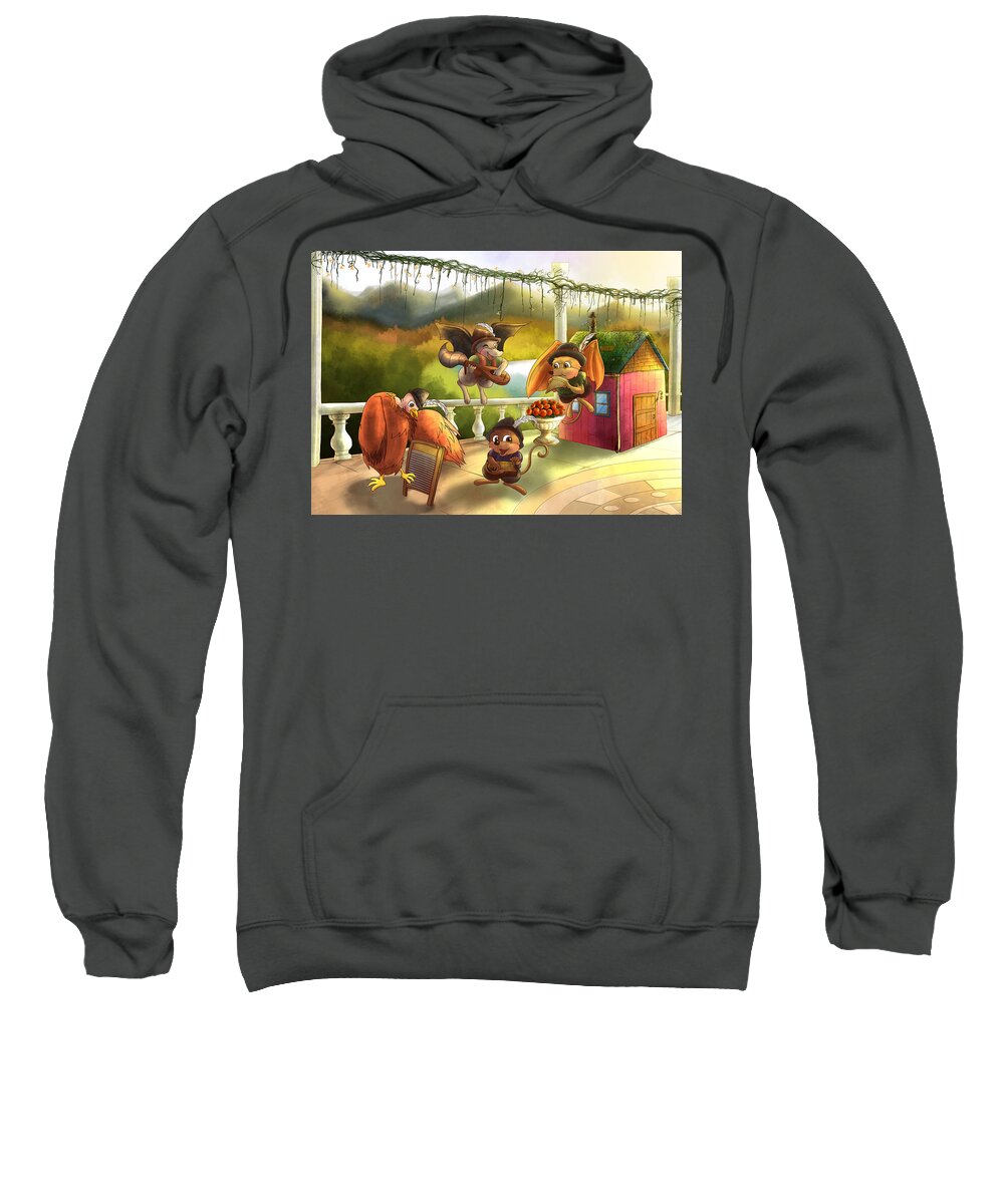  The Wurtherington Diary Sweatshirt featuring the painting Zeke Cedric Alfred and Polly by Reynold Jay