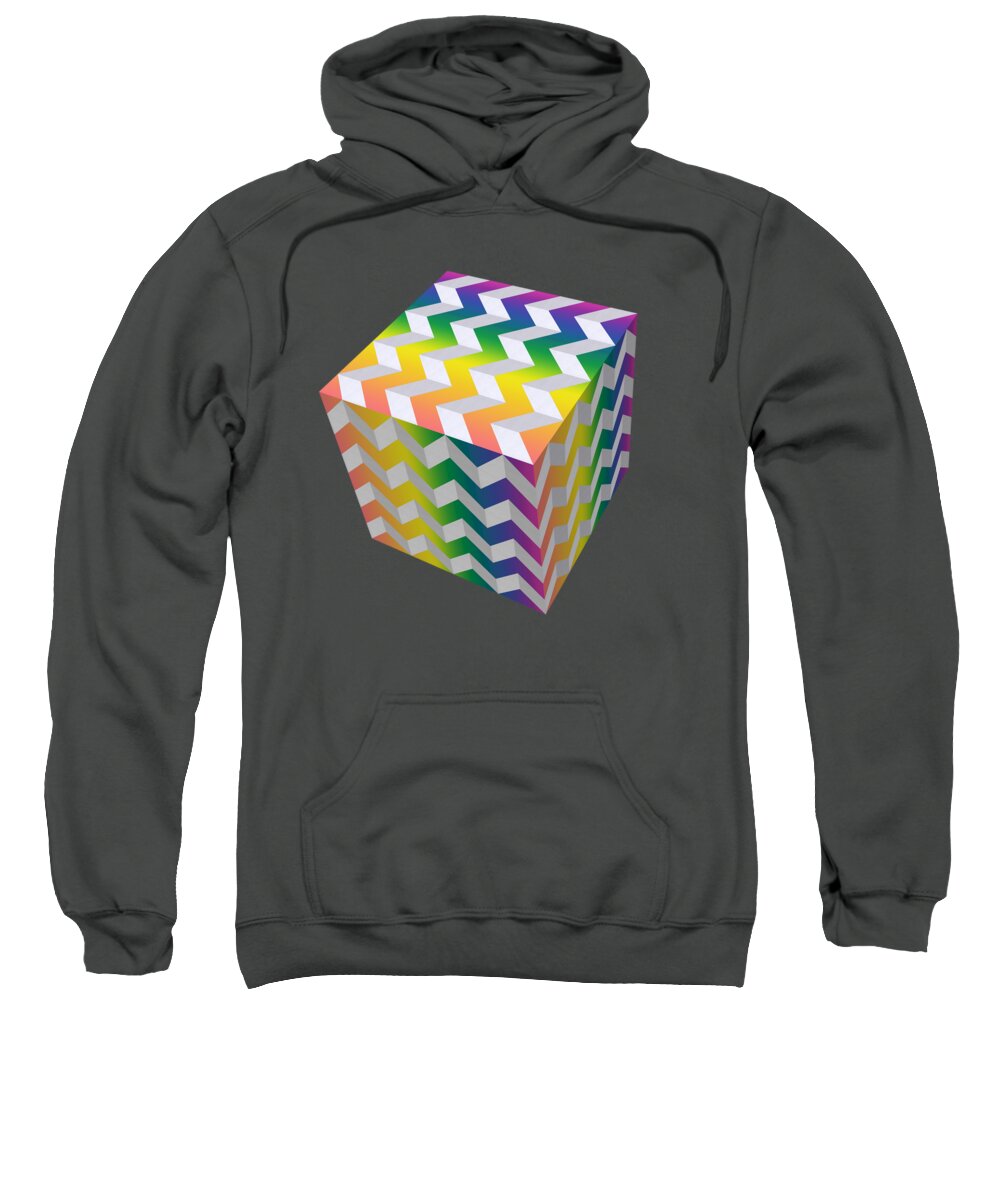 Zig Zag Cube Sweatshirt featuring the digital art Zig Zag Cube by Chuck Staley