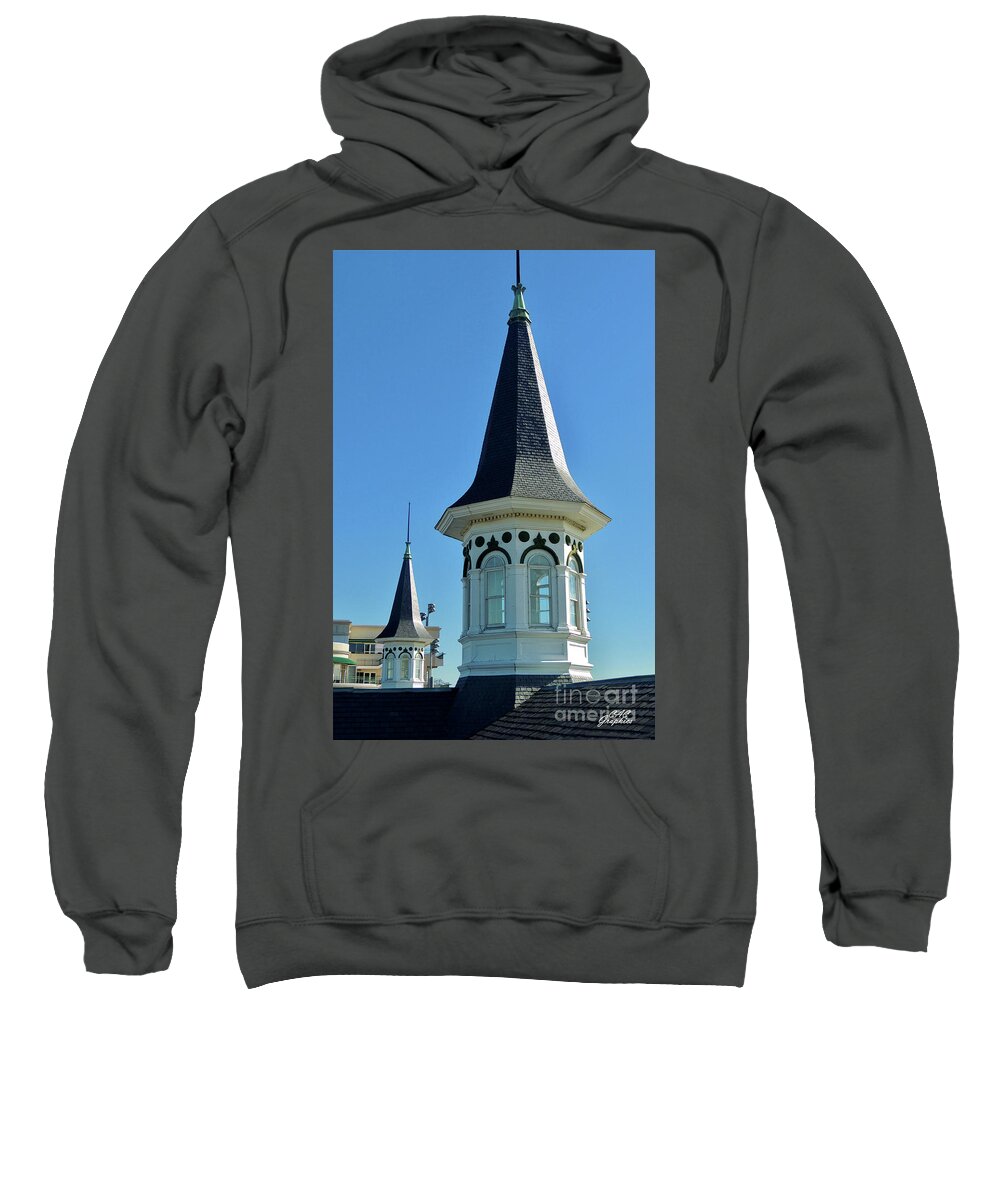 Churchill Downs Sweatshirt featuring the photograph Churchill Downs Twin Spires 2 by CAC Graphics