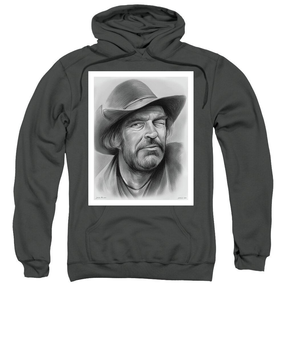 Jack Elam Sweatshirt featuring the drawing Jack Elam #1 by Greg Joens