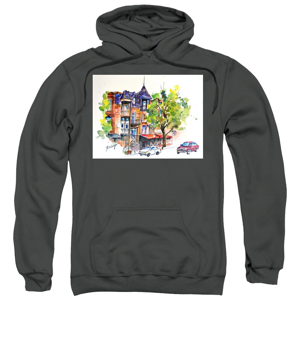 Buildings Sweatshirt featuring the painting Montreal #2 #1 by Betty M M Wong