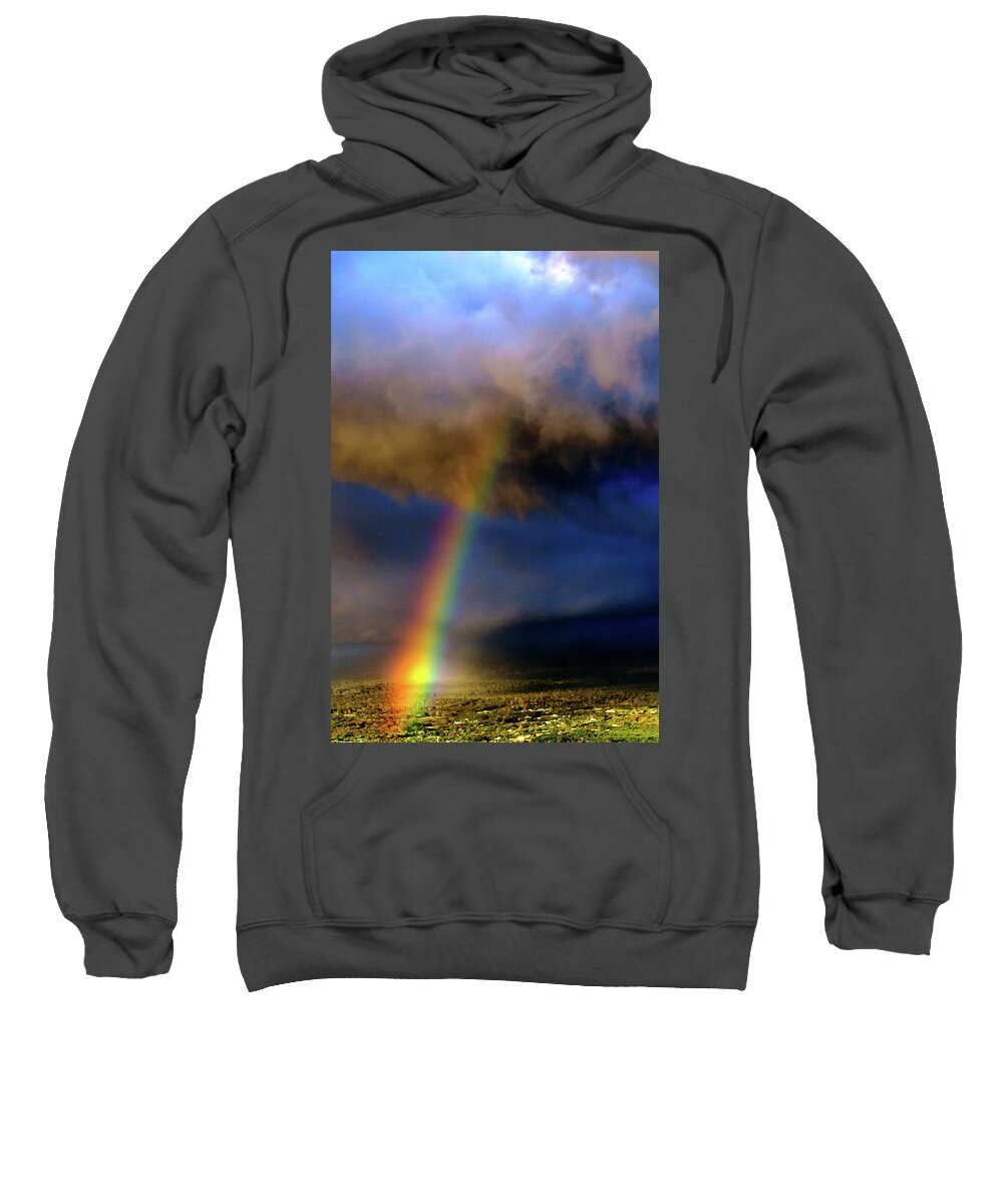  Sweatshirt featuring the photograph Rainbow during Sunset #2 by John Bauer