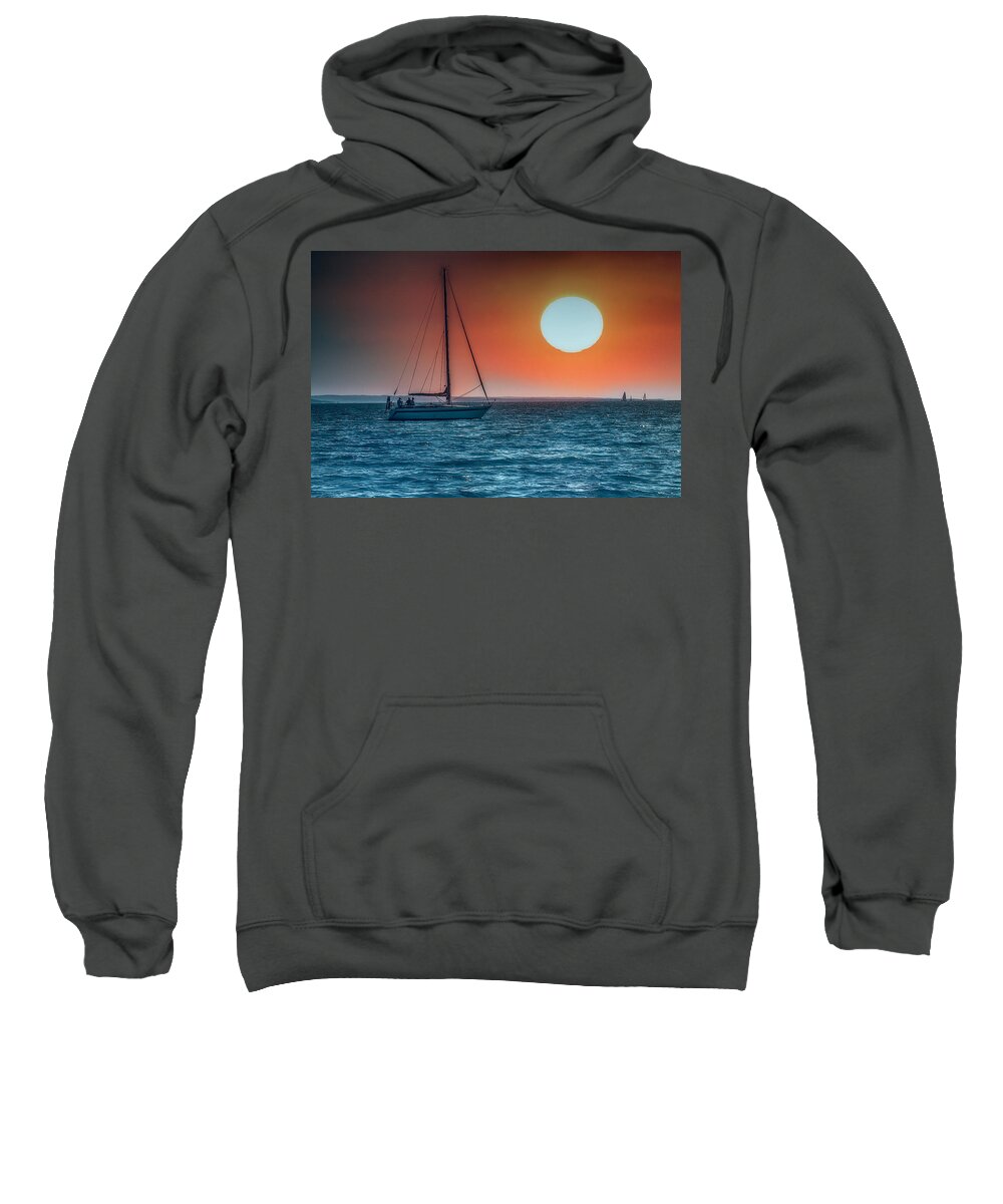 Composite Sweatshirt featuring the photograph Sailing into the sunset #1 by Wolfgang Stocker
