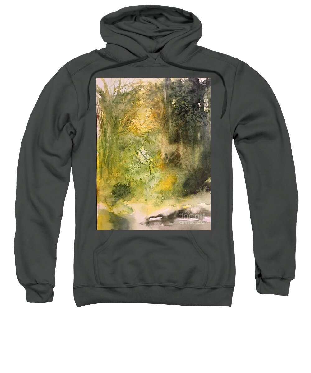 The Forest With River Sweatshirt featuring the painting 1052014 by Han in Huang wong