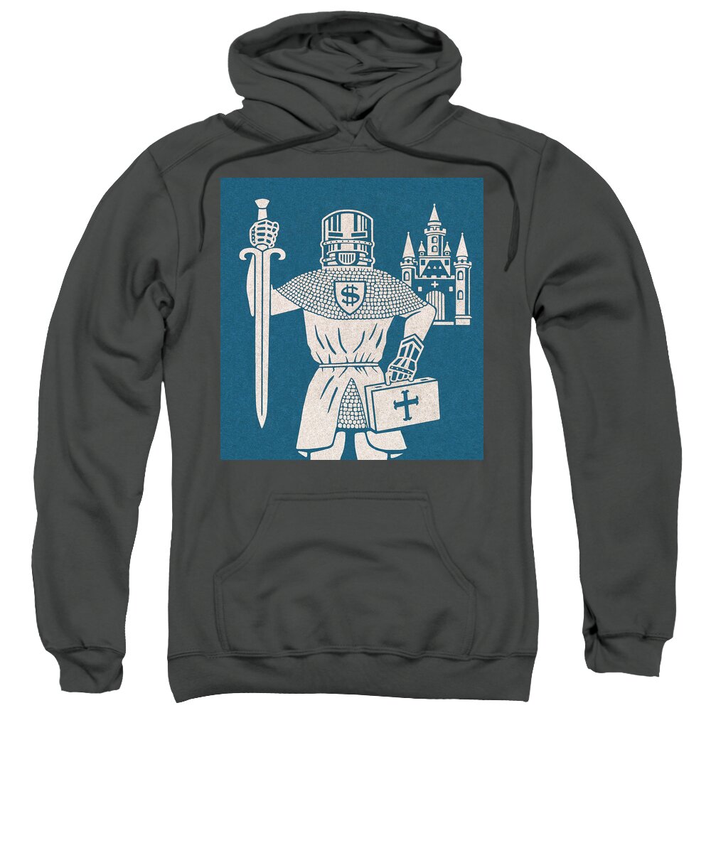 Armor Sweatshirt featuring the drawing Knight in Front of Castle #2 by CSA Images